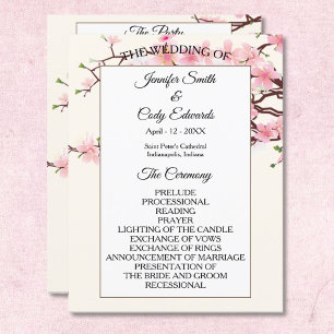 Spring Cherry Blossoms Programme de mariage beige
