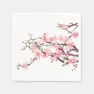 Spring Cherry Blossoms Wedding Cocktail Napkin