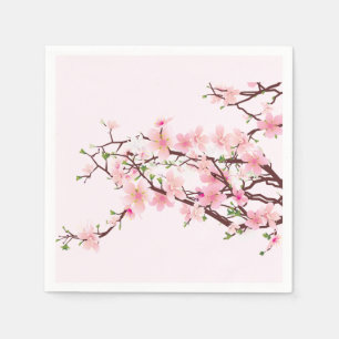 Spring Cherry Blossoms Wedding Cocktail Napkins