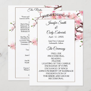 Spring Cherry Blossoms Wedding Program