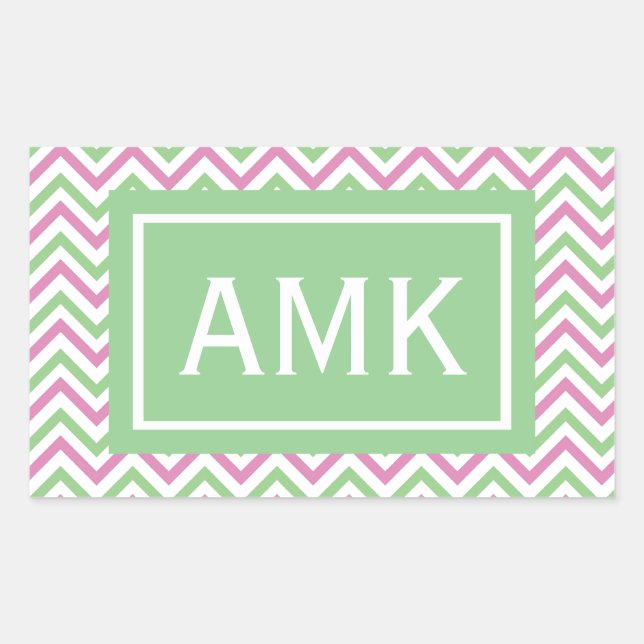 Spring Chevron Monogram Sticker (Front)
