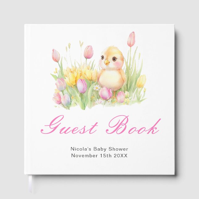 Spring Chick Baby Shower Guest Book (Front)