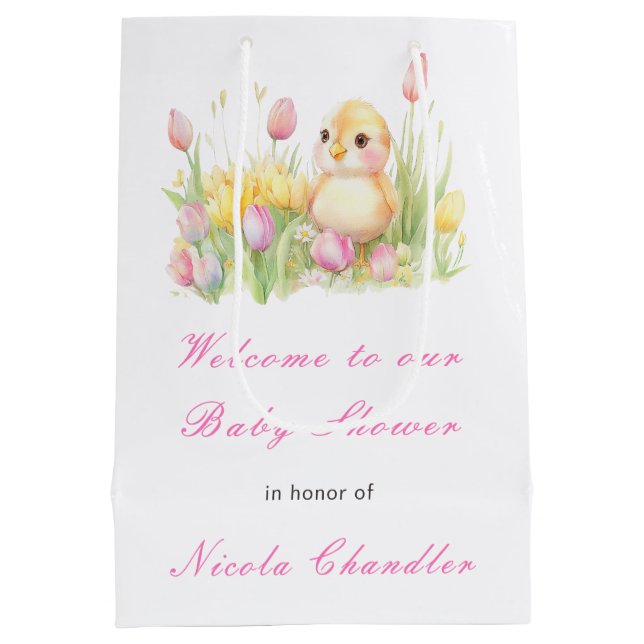 Spring Chick Baby Shower Medium Gift Bag (Back)