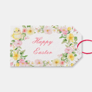 Spring Chick Floral Happy Easter Gift Tags
