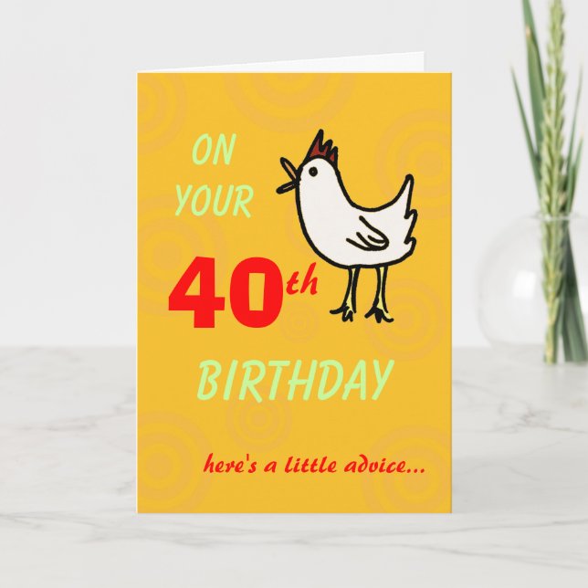 Spring Chicken 40th Birthday Card (Front)