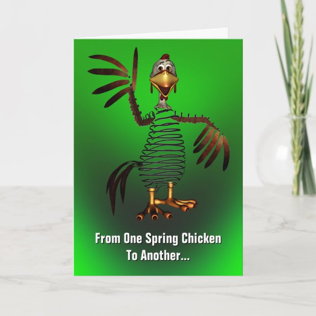 Spring Chicken Birthday Card (Front)