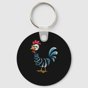 Spring Chicken Chicken On Go Stick Funny Chicken  Keychain