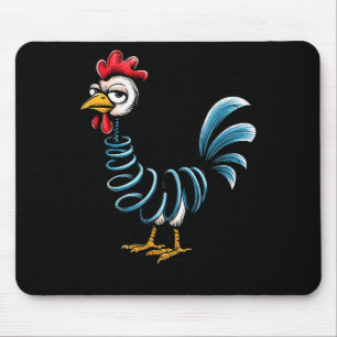 Spring Chicken Chicken On Go Stick Funny Chicken  Mouse Pad