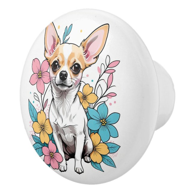 Spring Chihuahua Ceramic Knob (Right)
