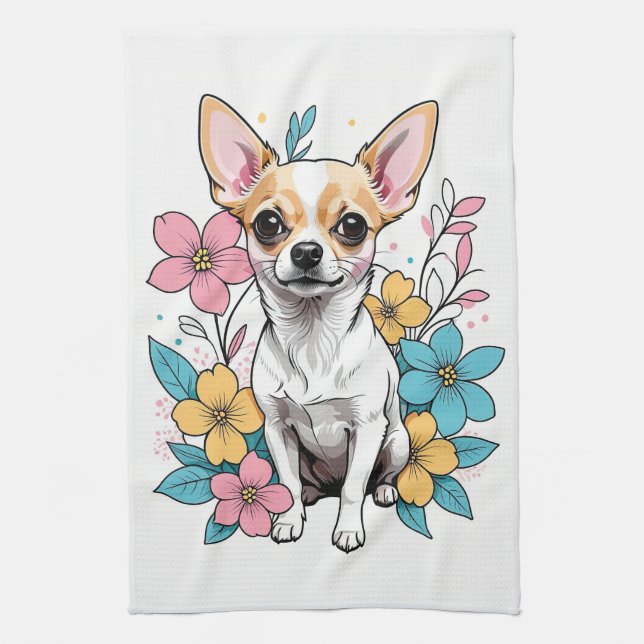 Spring Chihuahua Kitchen Towel (Vertical)