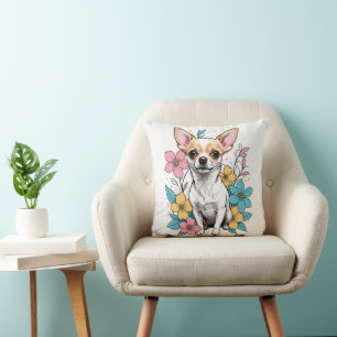 Spring Chihuahua Throw Pillow