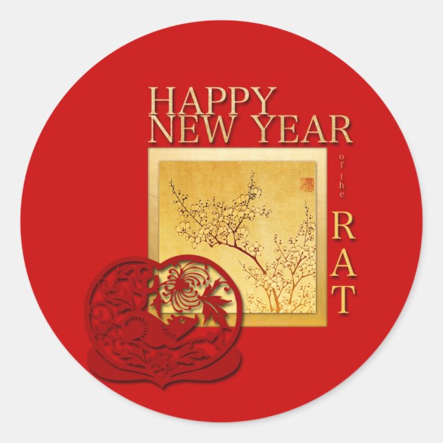 Spring Chinese Rat Year red Round Sticker (Front)