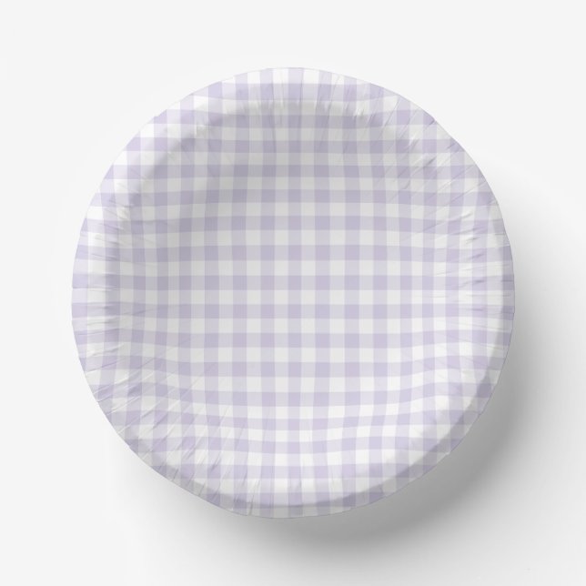 Spring Classic Gingham | Dusty Lavender Paper Plate (Front)
