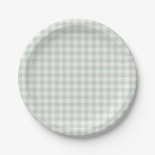 Spring Classic Gingham Muted Sage Paper Plate