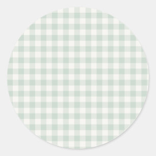 Spring Classic Gingham Muted Sage Round Sticker