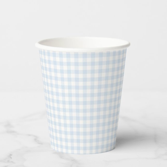 Spring Classic Gingham | Powder Blue Paper Cups (Front)