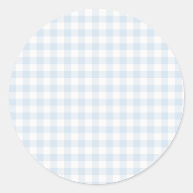 Spring Classic Gingham | Powder Blue Round Sticker (Front)