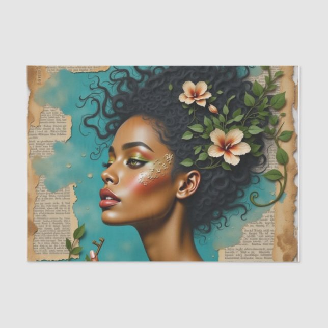 Spring Collage Art with Tropical Florals and Dream Tissue Paper (Front)