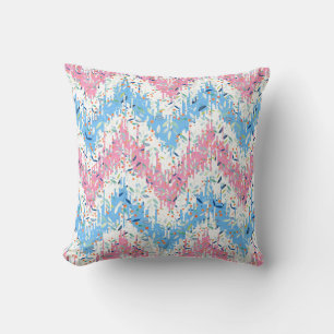 Spring Colors Botanical Leafs Chevron Ikat Pattern Throw Pillow