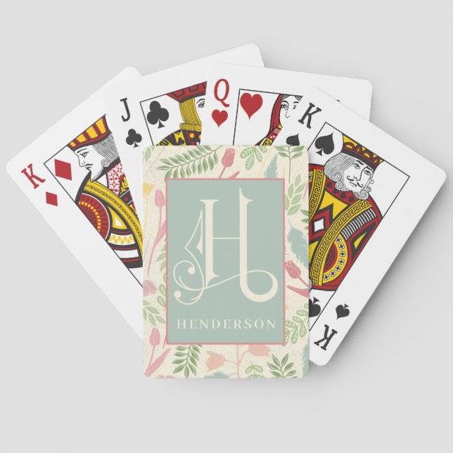Spring Colour and Pattern  H Monogram, Bicycle Pla Playing Cards (Back)
