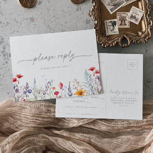 Spring Colour Wildflower Menu Choice RSVP Postcard