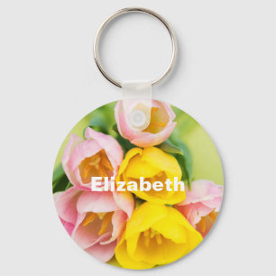 Spring coloured tulips keychain