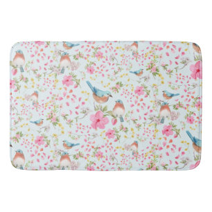 Spring Colourful Birds and Flowers         Bath Mat