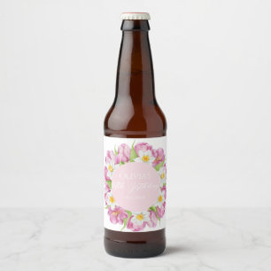 Spring Colourful Flower Kids Birthday Beer Bottle Label
