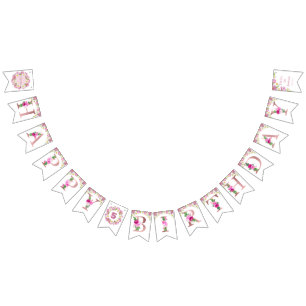 Spring Colourful Flower Kids Birthday Bunting Flags