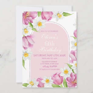 Spring Colourful Flower Kids Birthday Invitation