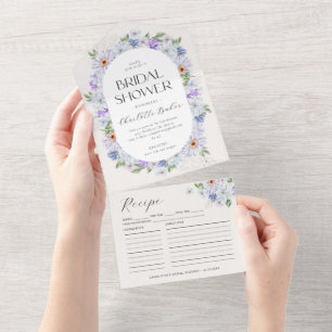 Spring Colourful Flowers Lila Purple Bridal Shower All In One Invitation
