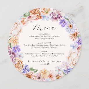 Spring Colourful Flowers Romantic Bridal Shower Me Menu
