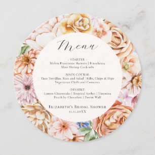 Spring Colourful Flowers Romantic Bridal Shower Me Menu