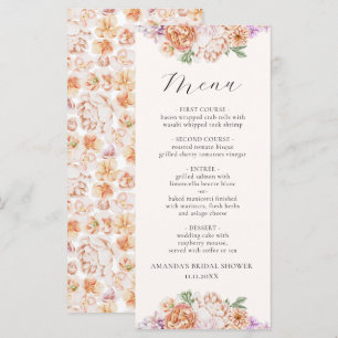 Spring Colourful Flowers Romantic Bridal Shower Menu
