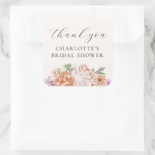 Spring Colourful Flowers Romantic Bridal Shower Square Sticker