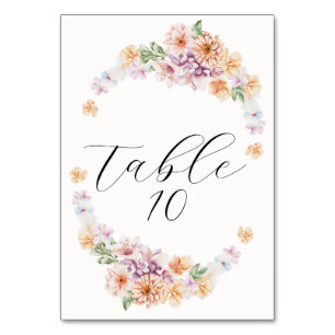 Spring Colourful Flowers Romantic Bridal Shower Table Number