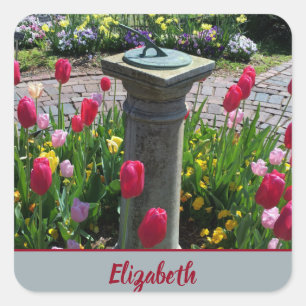 Spring Colourful Tulips Flower Garden photo Square Sticker