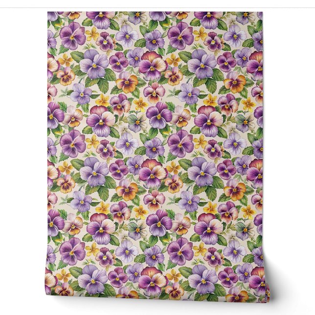 Spring colourful violets flowers purple floral wallpaper (Unrolling)