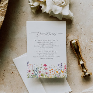 Spring Colourful Wildflower Wedding Directions Enclosure Card