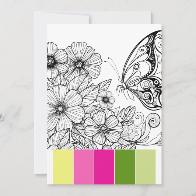 Spring Colouring Cards For Adults Butterfly (Front)