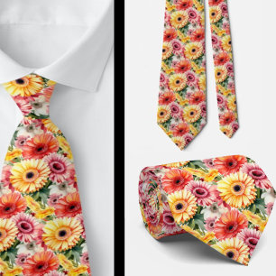 Spring Colours Gerbera Daisies Tie