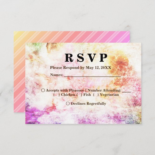 Spring Colours in Abstract & Stripes RSVP Menu Invitation (Front/Back)