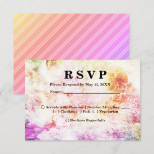 Spring Colours in Abstract & Stripes RSVP Menu Invitation
