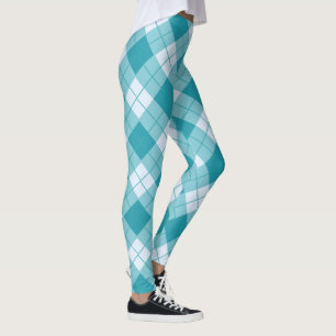 Spring colours Light blue & white plaid pattern Leggings