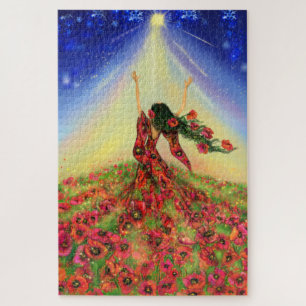 Spring Comes After Winter - Fantastic Flowers Girl Jigsaw Puzzle