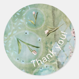 Spring Comes with Tulips personalized Classic Roun Round Sticker