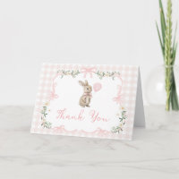 Spring Coquette Bunny Pink Gingham 1st Birthday
