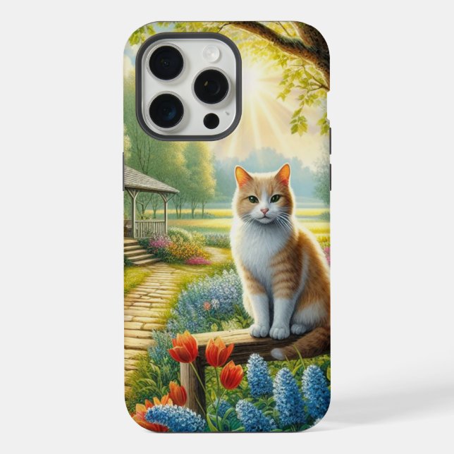 Spring cottage/garden & cat iPhone case (Back)