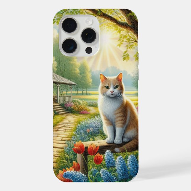 Spring cottage/garden & cat iPhone case (Back)