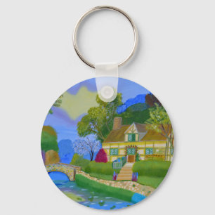 Spring Cottage Keychain